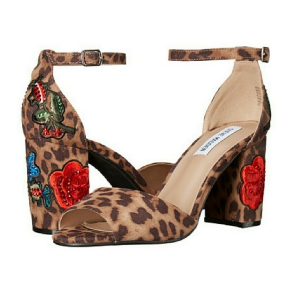 Steve Madden Merlys Leopard Print Block Heels 8